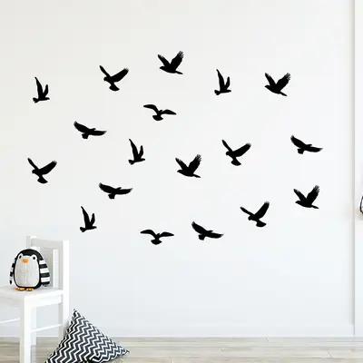Seagull Bird Wall Sticker Set, Removable Electrostatic Film, PH1238