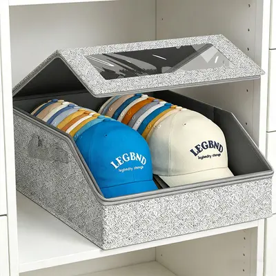 Large Foldable Hat Storage Box with Lid