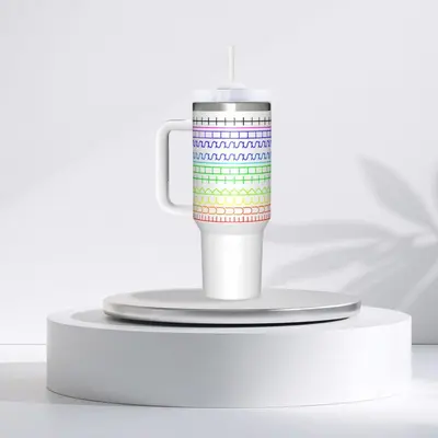40 oz Stainless Steel Ice Dragon Tumbler with Hidden Text, Handle and Straw - 9