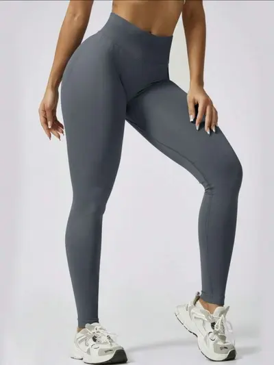 Pfirsich-Yoga-Leggings, hoher Bund, Po-Lifting, Pilates, Laufen
