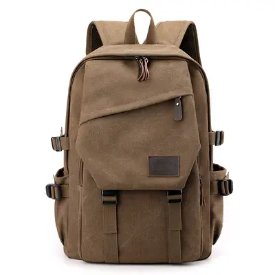 Men's Retro Canvas Backpack, Large Capacity for Travel and Outdoor Use - 6