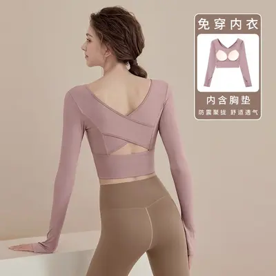 Women's Long-Sleeve Yoga Set, Solid Colour, for Fitness and Pilates - 11