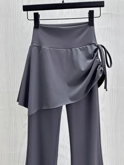 Kadın sahte iki parçalı yoga çan paça pantolon, yüksek bel, blickdicht