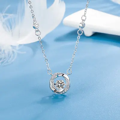 S999 silver Möbius ring heartbeat pendant niche design - 2