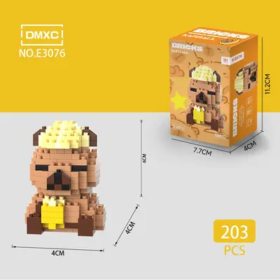 LEGO mikro parçacık yapı taşları ile uyumlu bebek Capibala küçük kapibara eğitici montaj çocuk oyuncakları Çocuk Günü hediyesi