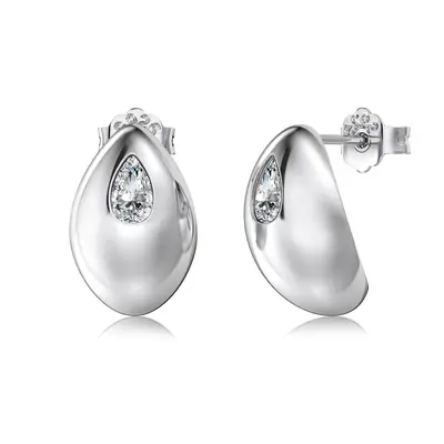 S925 Silver Pear-Shaped Zircon Earrings - 7