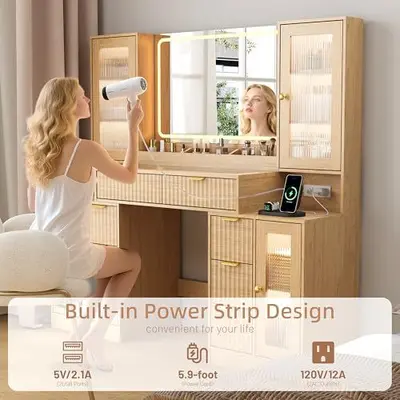 Nordic Style Vanity Table, Multifunctional, Bedroom