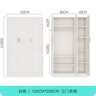 Formaldehyde-Free Steel Wardrobe, Three-Door, Easy Assembly Metal Cabinet - 9