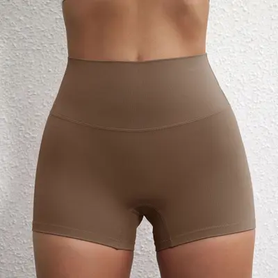 Yoga Sports Shorts, Solid Color, High Stretch, Three-Quarter Length - 8