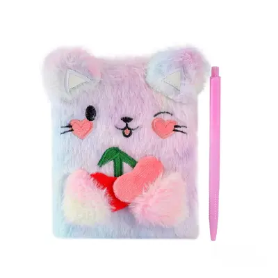 Cartoon Animal Plush Notebook Set with Pen for Kids - 9