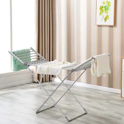 Katlanır elektrikli giysi kurutma standı, ısıtmalı askılı, çok fonksiyonlu