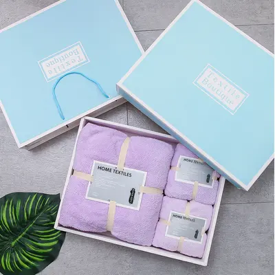 Korallenfleece-Handtuch-Set, Badetuch, 2-3-teilig, Geschenkbox