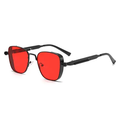 Men's Driving Sunglasses, Retro Metal Square Frame, Spring Temples - 9