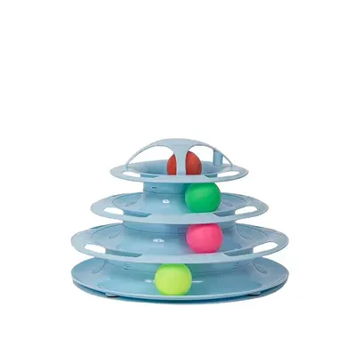 Cat Turntable Toy with Track Ball and Self-Play Cat Teaser Wand - 6
