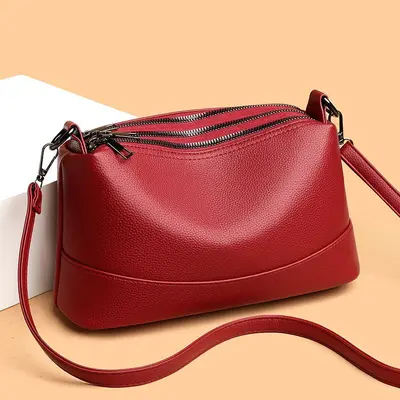 2026 Women's Large Soft Leather Handbag, Solid Color - 8