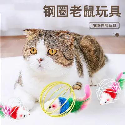 Plush Mouse in Cage Interactive Cat Toy Self-Play - 4