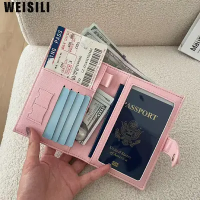 Heart Quilted Passport Holder with Chain Card Case for Women