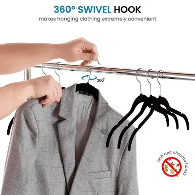 Amazon Women's Flocked Dress Hanger Non-Slip Seamless Plastic Dress Support Wardrobe Rotating Hanging Flocked Plastic Dress Hanger