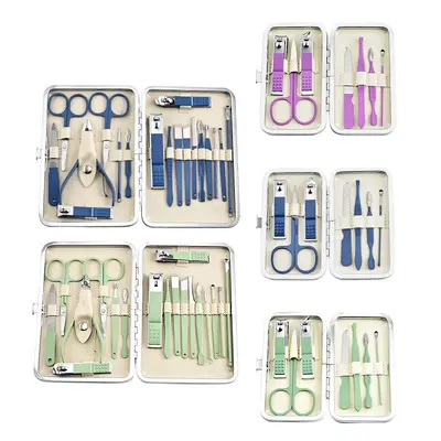 Stainless steel nail manicure set, 18-piece, matcha green