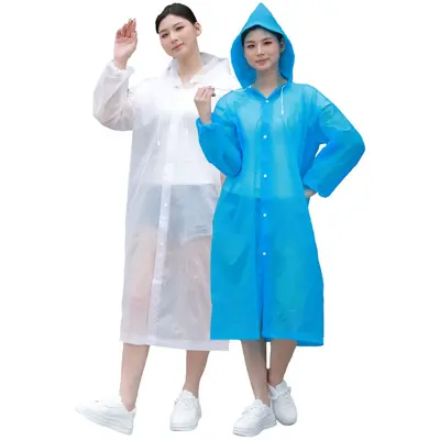 Long Transparent EVA Poncho Raincoat for Adults and Children