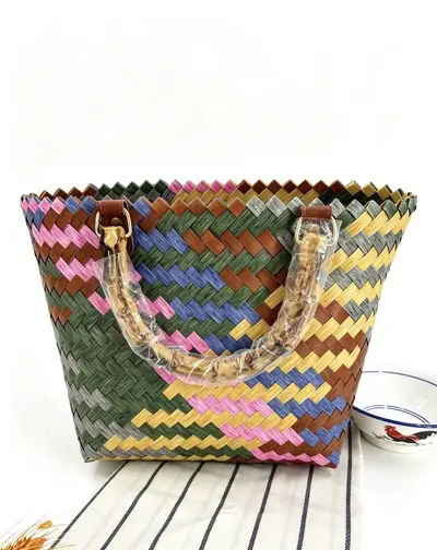 Handwoven Bamboo Knot Women's Handbag Gift Style Multiple Designs Shoulder Bag - 8