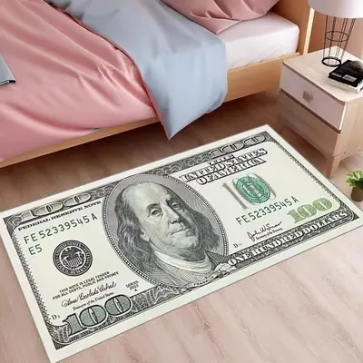 Dollar Bill Design Crystal Velvet Floor Mat, Full Coverage