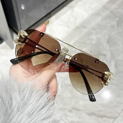 Men's Frameless Metal Sunglasses, UV Protection - 4