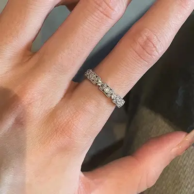 Cool-toned wrapped diamond ring for women - 9