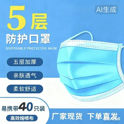 3000 Pcs Disposable Face Masks, Individually Packed, Three-Layer