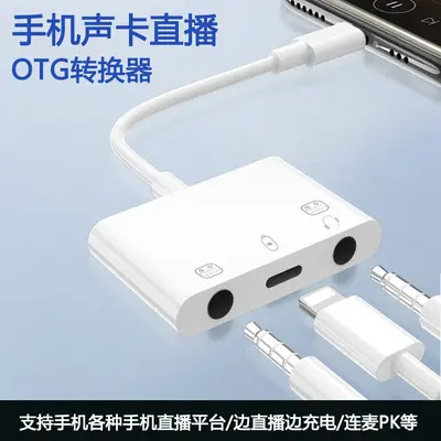 3-in-1 OTG Sound Card Adapter for iPhone with Charging and Mic Connection