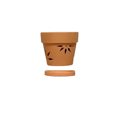 Red Clay Orchid Pot with Cutout Side Wall, Breathable, Hanging Design
