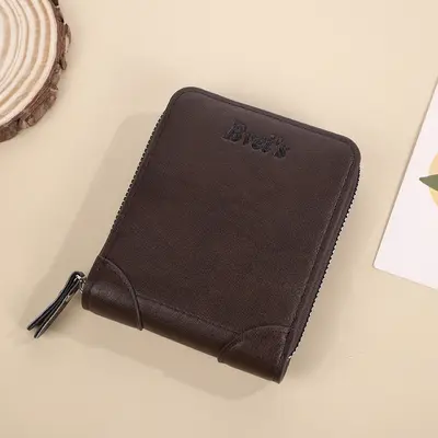 Men's Short Horizontal Wallet with Multiple Card Slots and Zipper Coin Pocket - 8