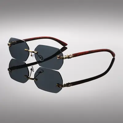 Rahmenlose Herren-Sonnenbrille, eckig, UV400-Schutz - 7