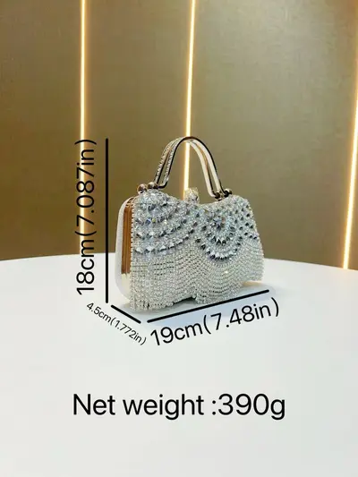 Rhinestone Tassel Evening Clutch with Chain Strap for Weddings and Parties - 6