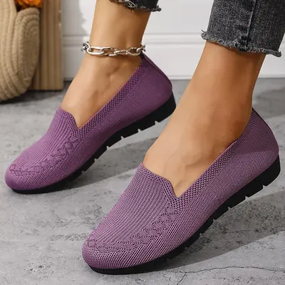 Women's Spring Summer Shoes, Breathable Mesh, Non-Slip Flat Sole - 10