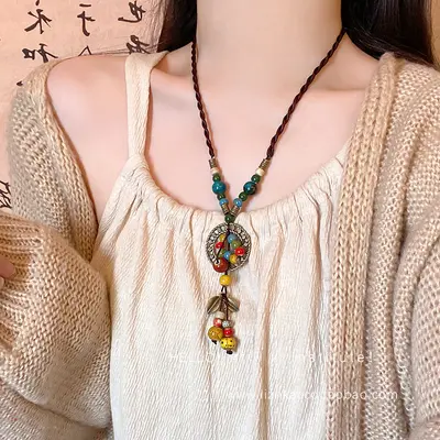 Deniz yıldızı tasarım bohem etnik stil kolye çöpleme zinciri - 5
