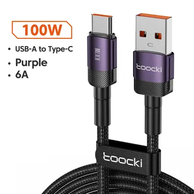 Toocki 100W USB Type-C Fast Charging and Data Cable, Samsung and Apple Compatible - 9