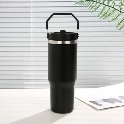 30oz Pipetli Termos Araba Bardağı, 304 Paslanmaz Çelik, Büyük Kapasiteli - 7