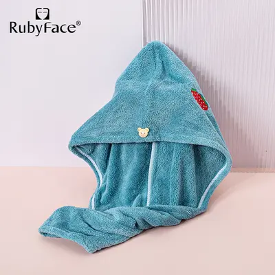 RUBYFACE hazır kuru saç bonesi çok renkli yumuşak kalınlaştırılmış mercan kadife ultra ince elyaf süper emici çabuk kuruyan duş bonesi - 7