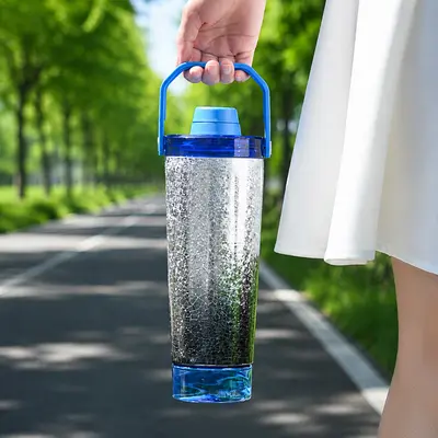 Ice-Crack Pattern Stainless Steel Shaker Insulated Bottle, Large Capacity - 8