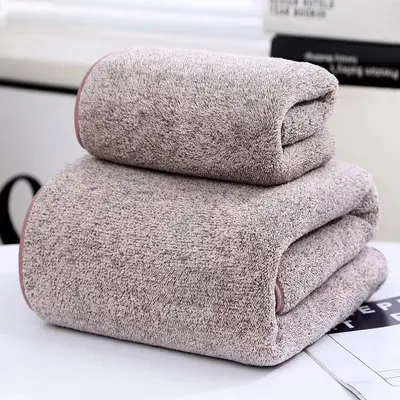 Mercan kadife banyo havlusu seti, kalınlaştırılmış yüksek yoğunluklu, logo baskılı - 7