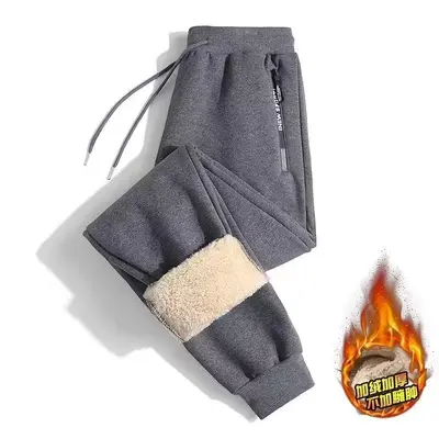 Men's Winter Fleece-Lined Casual Pants Loose Fit Tapered Leg