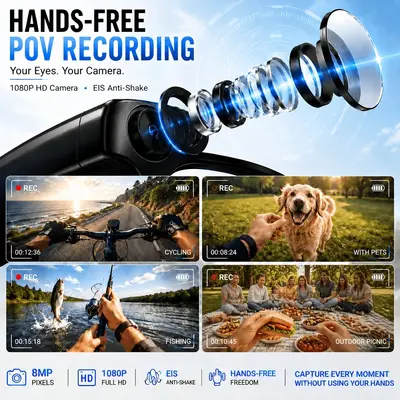 CY03 intelligente Brille mit Kamera 800W Pixel Foto Video Aufnahme austauschbare Gläser KI intelligente Brille - 4