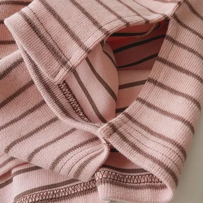 Damen-Sweatshirt aus Baumwolle, Weiß-Rosa gestreift, locker