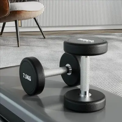 Rubber-coated steel dumbbell set for home training - 9