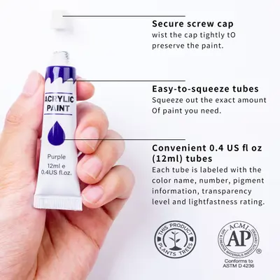 Acrylfarben-Set 12ml für Kinder, DIY-Tuben zum Malen