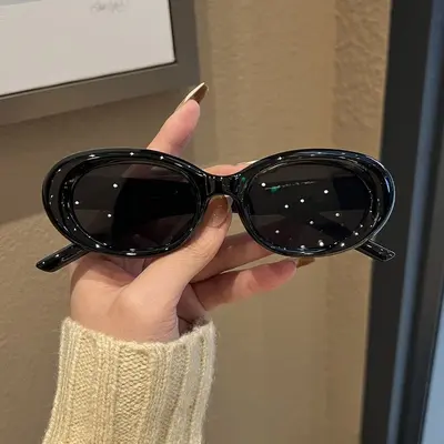 Oval White Frame Cat-Eye Sunglasses with UV Protection for Women - 6