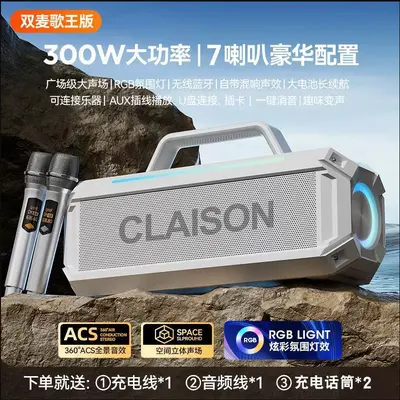 High-Power Bluetooth Speaker with Microphone, Outdoor Heavy Subwoofer - 8