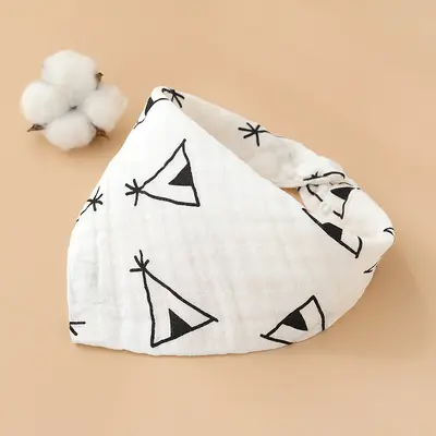 Baby triangle bib, 4-layer cotton, printed - 7