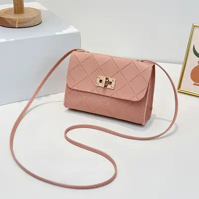 2024 New Diamond Embossed Locked Crossbody Small Square Bag Daily Simple Coin Purse Fashion Small Bag Dropshipping - 8